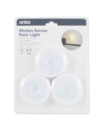 Anko 3 Pack Motion Sensor Puck Light