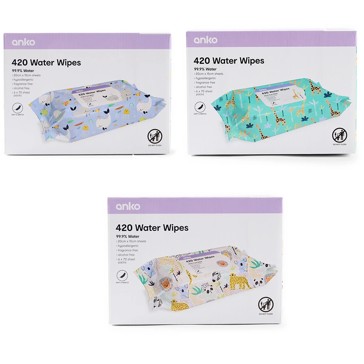 420 Pack Water Wipes  Assorted - Anko