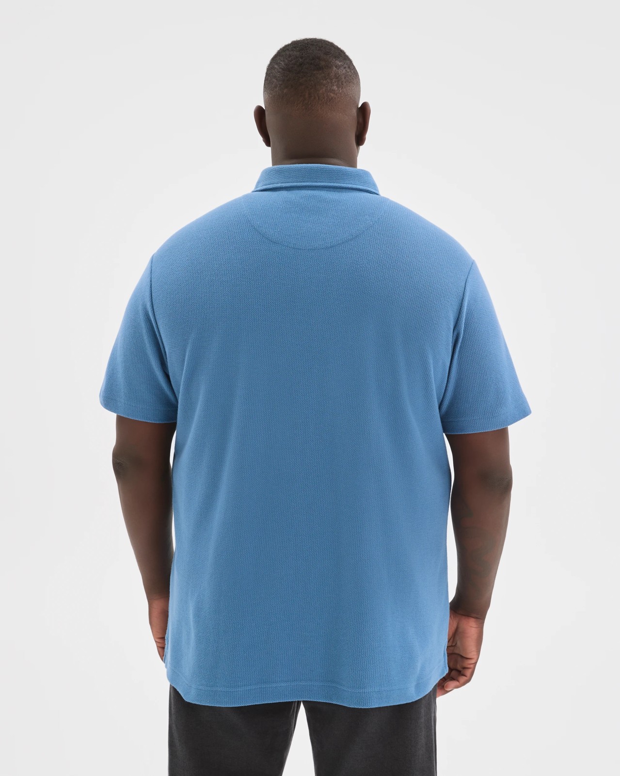 Plus Size Australian Cotton Textured Polo Top - Copen Blue 6 of 6
