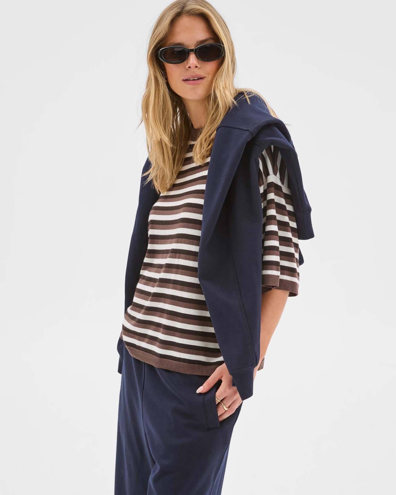 Lily Loves Striped Knit T-Shirt - Bark 4 of 5