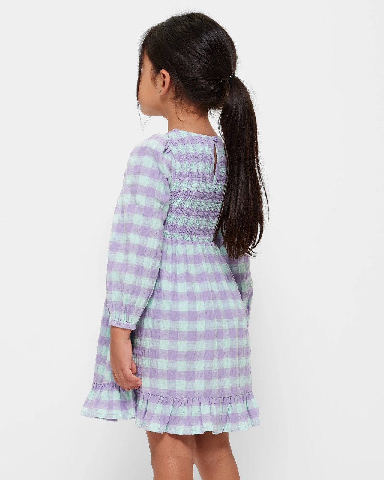 Shirred Gingham Dress 3 of 5