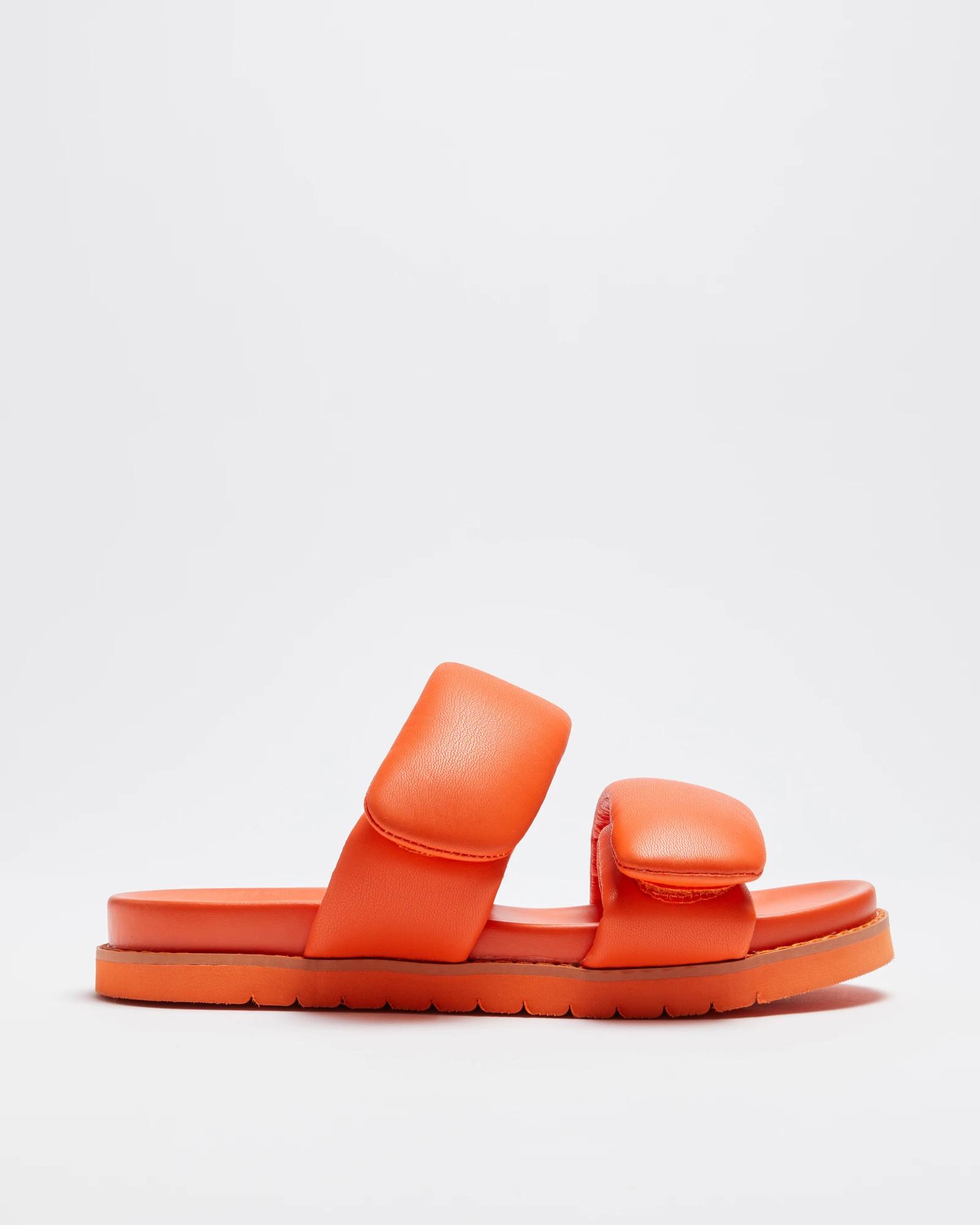 Womens orange flat on sale sandals