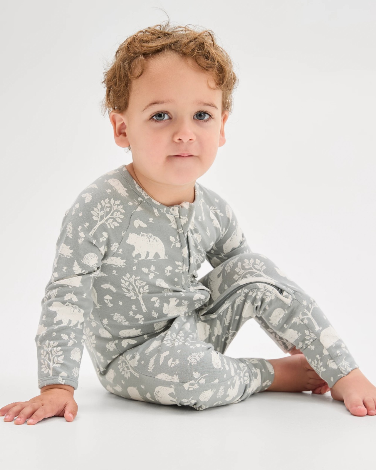 Baby Organic Cotton Zip Front Footless Coverall - Woodland 3 of 5