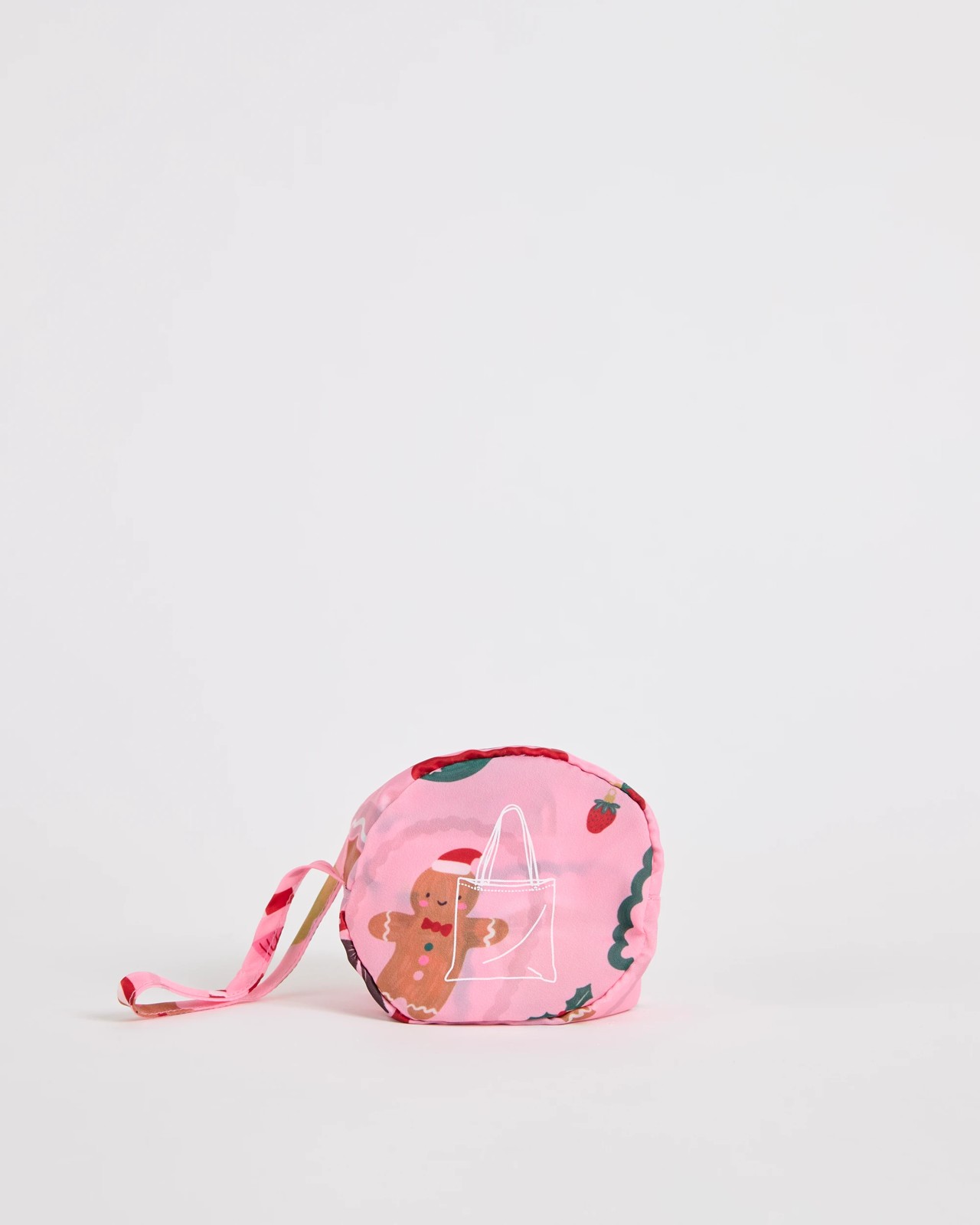 Fold Up Christmas Shopper Tote Bag - Pink Christmas Icons 3 of 3