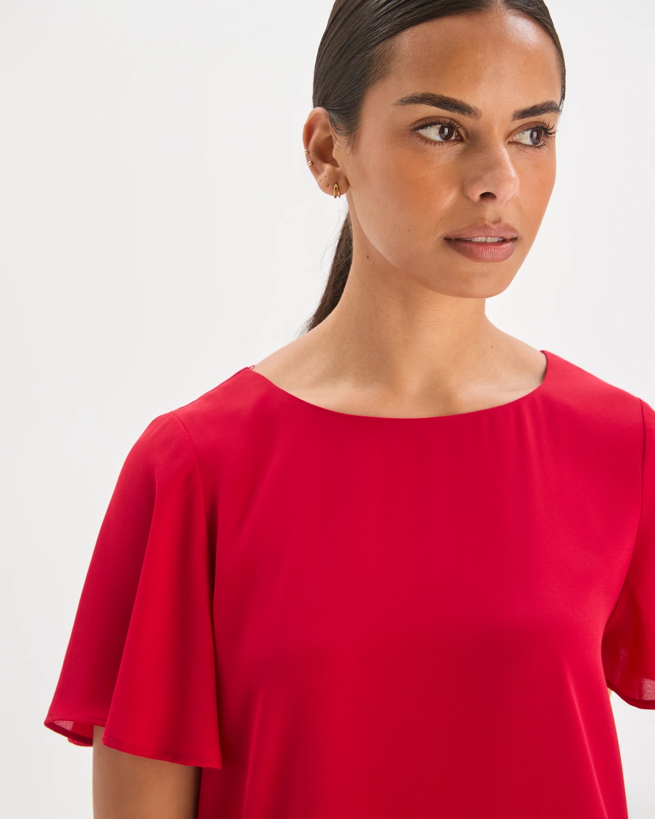 Preview Ella Crew Neck Blouse - Scarlet Red 3 of 6