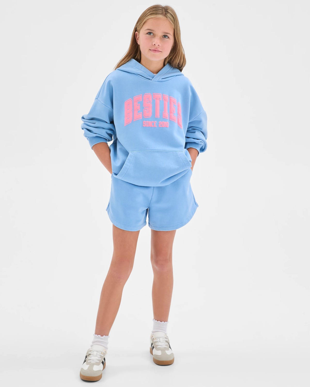 Australian Cotton Blend Fashion Washed Hooded Jumper - Blue 2 of 6