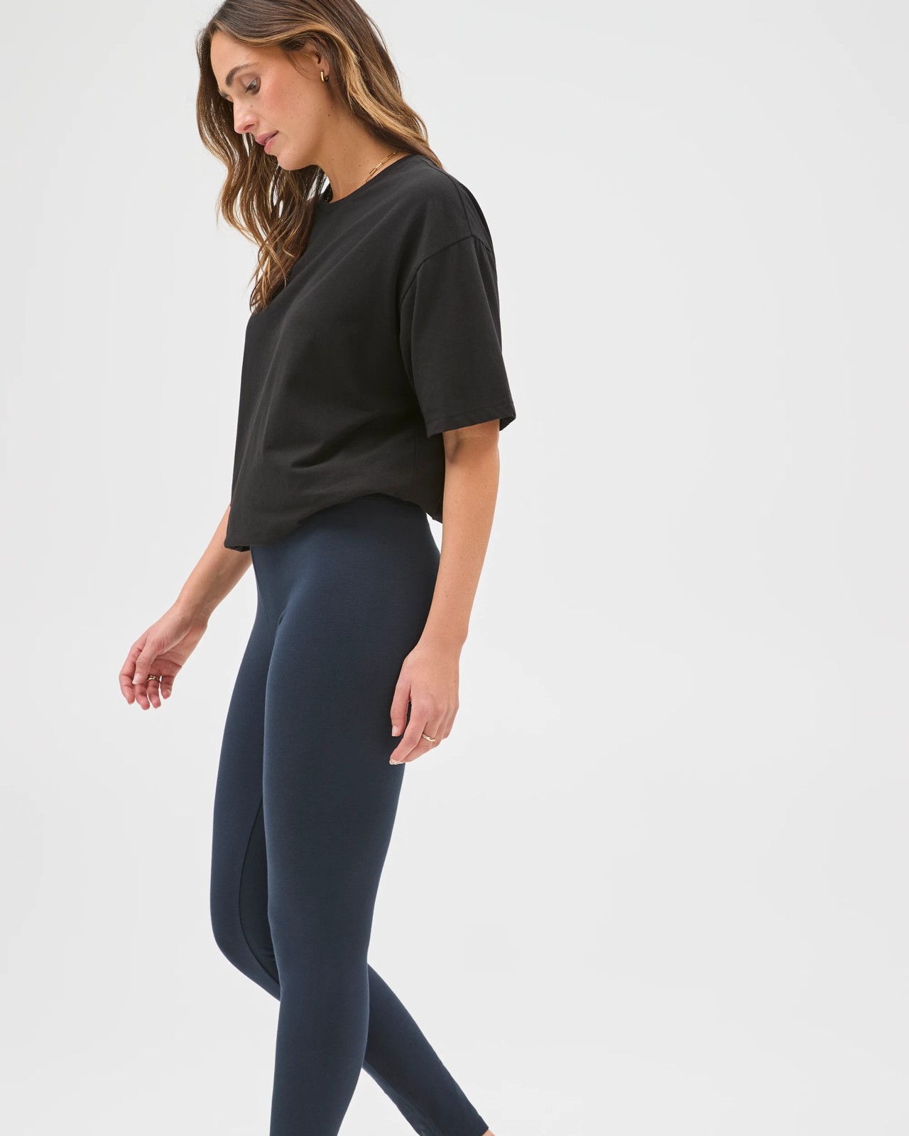 Active Australian Cotton Full Length Stretch Leggings - Navy Blue 5 of 6