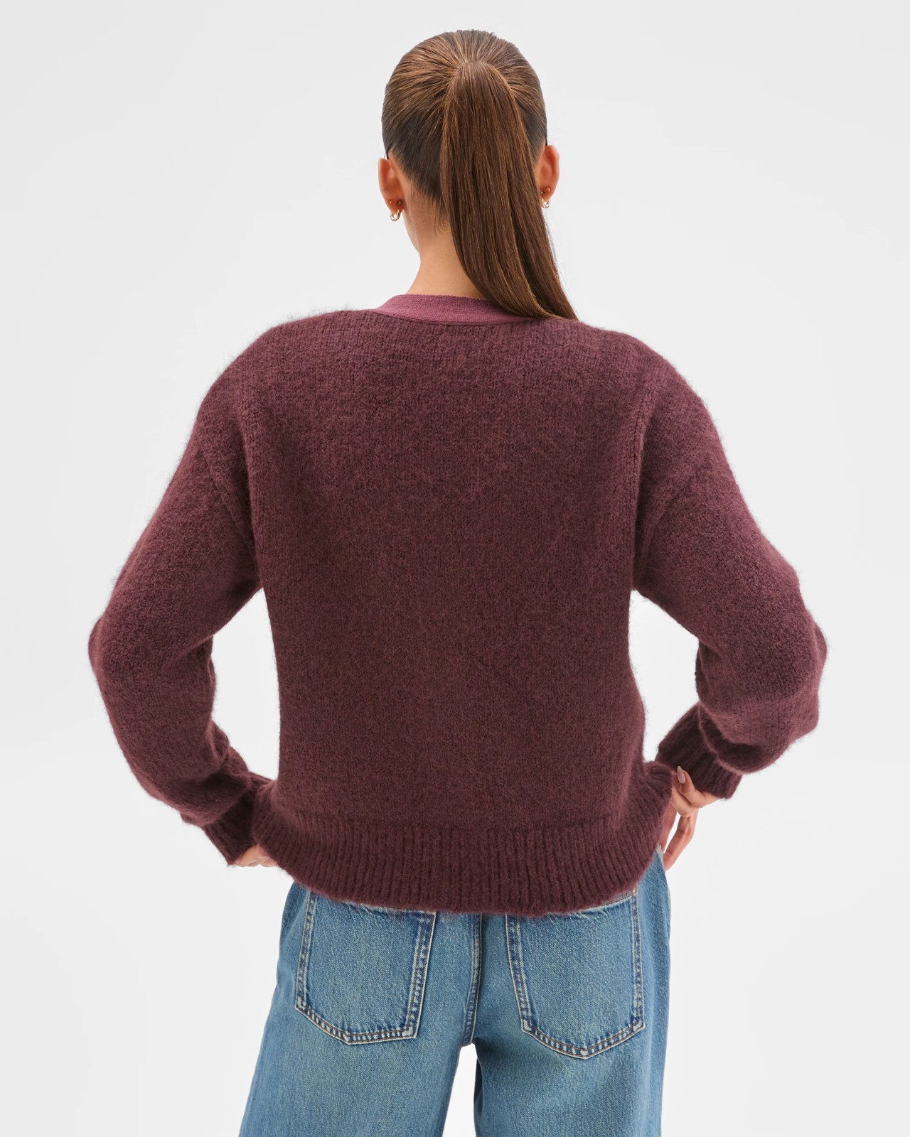 Lily Loves Contrast Bind Cardigan - Fudge 4 of 6