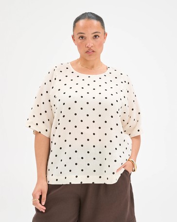 Plus Size European Linen Seam Detail T-Shirt