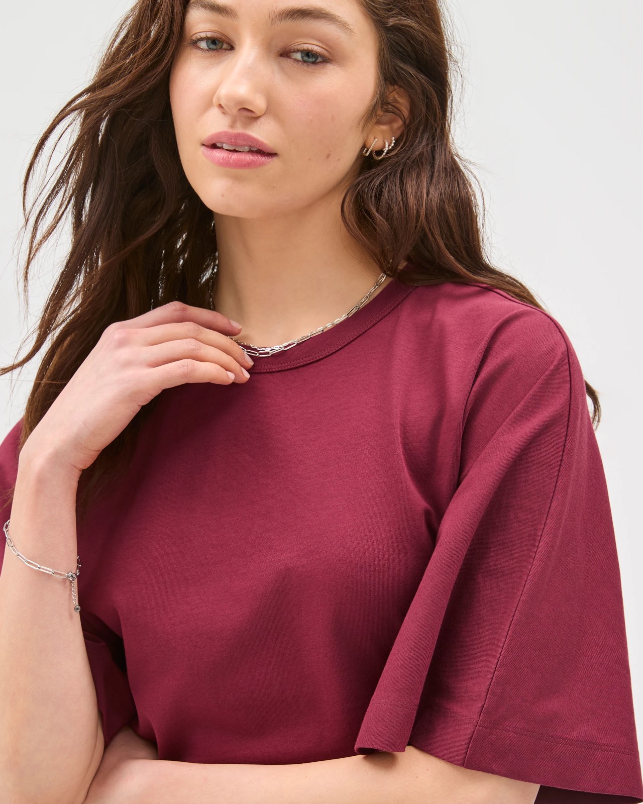 Lily Loves Australian Cotton Tie Detail T-Shirt - Chocolate Burgundy 5 of 6