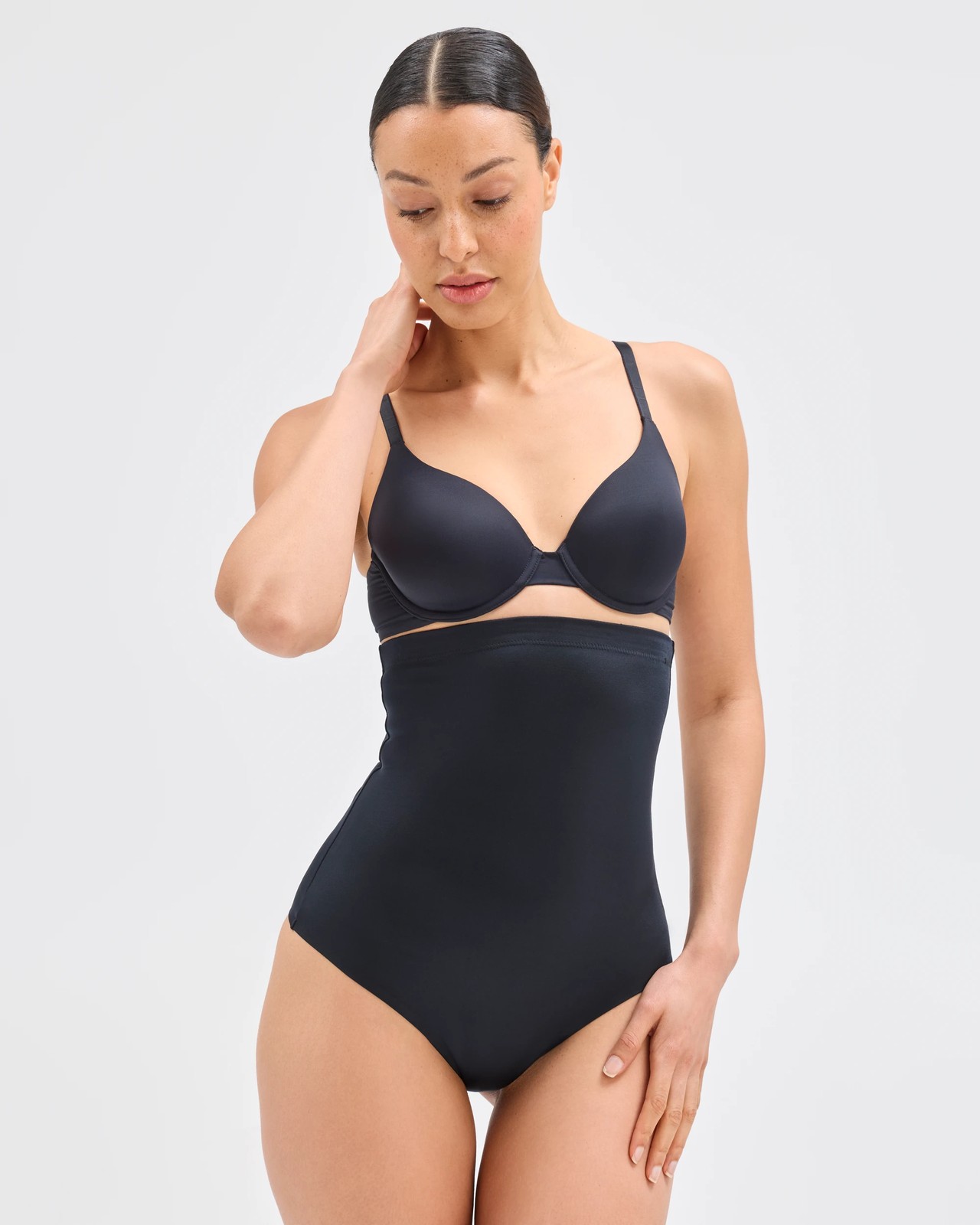 Barely There No Visible Panty Line High Waisted G-String Briefs - Black 2 of 5