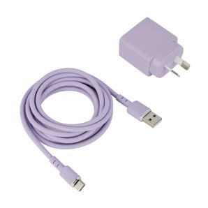 Wall USB Charger with USB-A to USB-C, Purple - Anko product image