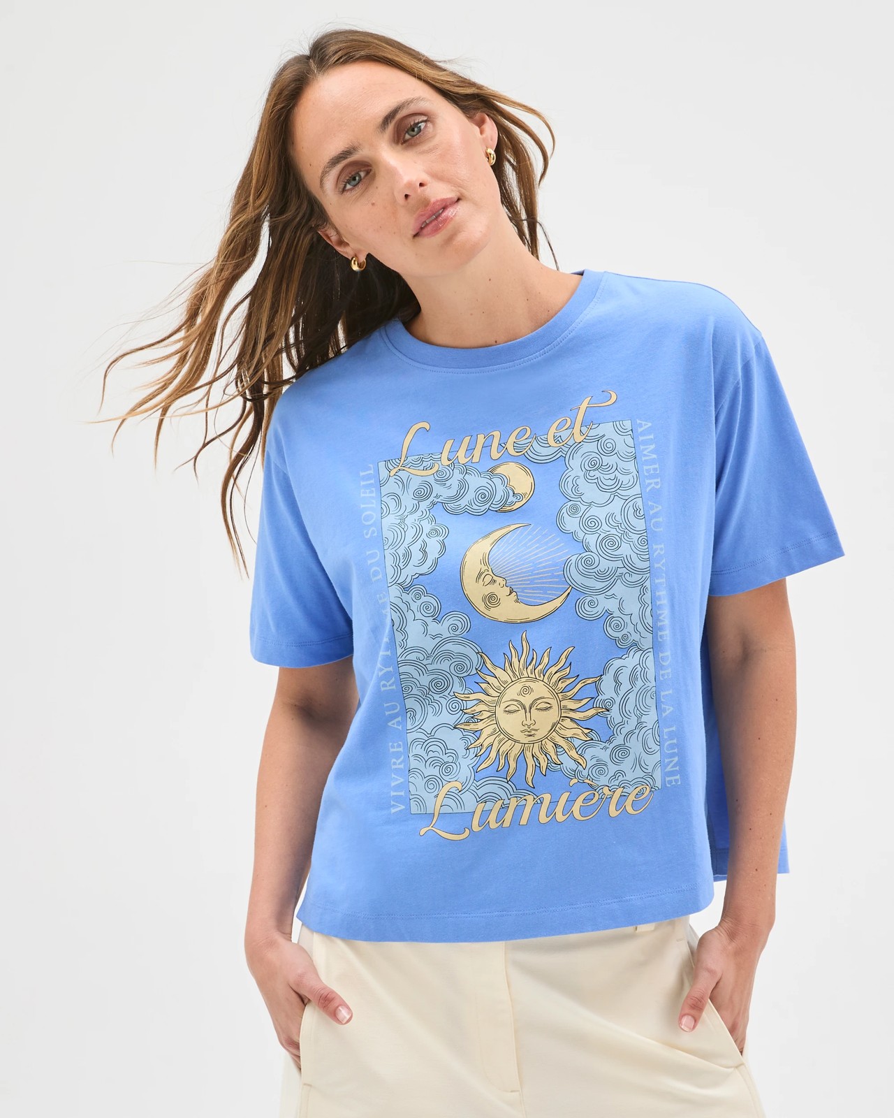Australian Cotton Boxy Print T-Shirt - Blue Lune 3 of 6