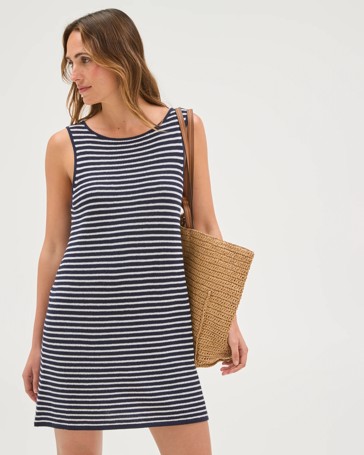 Australian Cotton Blend Resort Sleeveless Knit Mini Dress