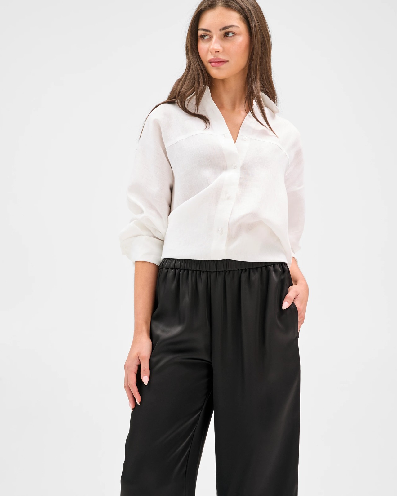 Petites Wide Leg Satin Pants 3 of 5