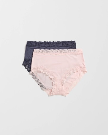 Womens Modal and Lace Full Briefs 2 Pack