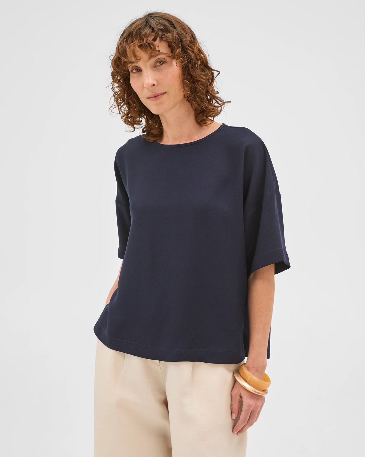 Preview Simone Crepe Boxy T-Shirt - Ink Navy 2 of 5