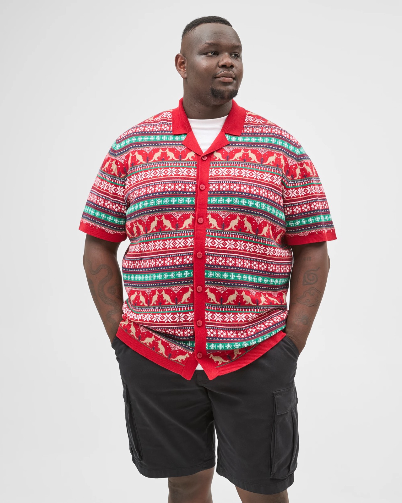 Australian Cotton Plus Size Christmas Fairisle Knit Shirt 5 of 6