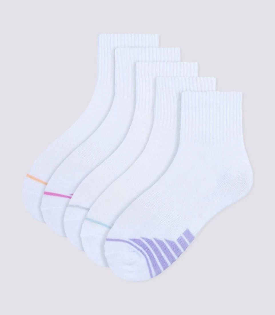 Underworks 5 Pack Sport Quarter Crew Socks White Target Australia