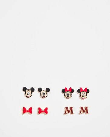 Licensed Disney Minnie & Mickey Mouse 4 Pack Stud Earrings