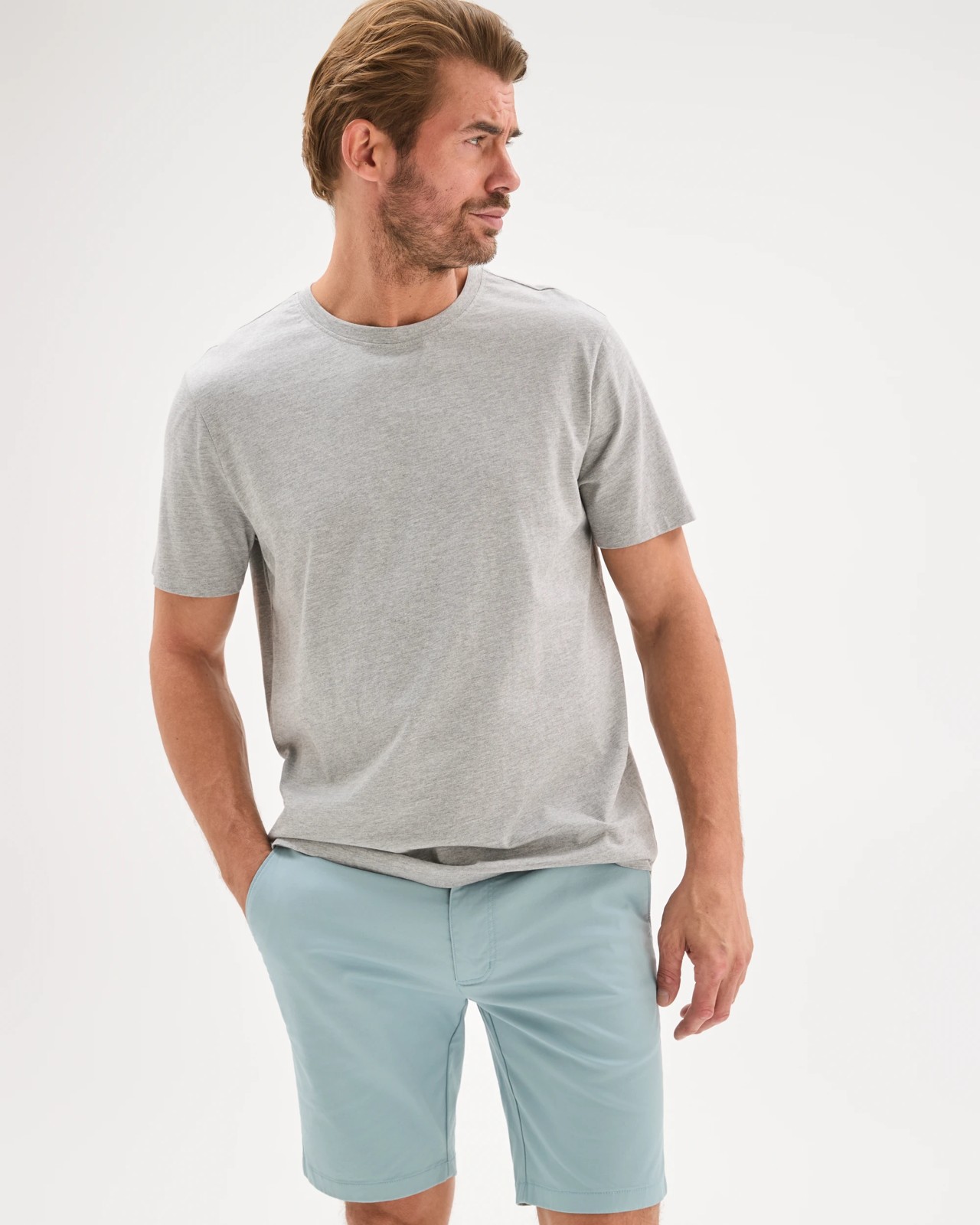 Australian Cotton Slim Chino Shorts - Blue 3 of 5