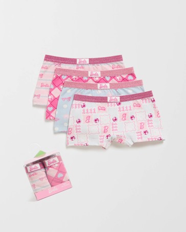 Licensed Barbie Australian Cotton 4 Pack Younger Girls Shorties