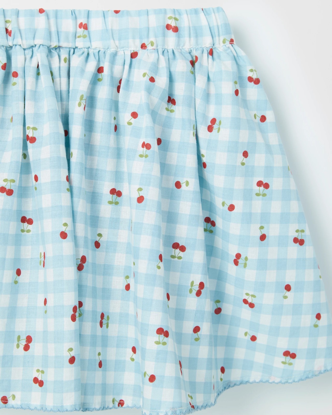 Australian Cotton Blend Woven Skirt - Gingham AOP Blue White 2 of 2
