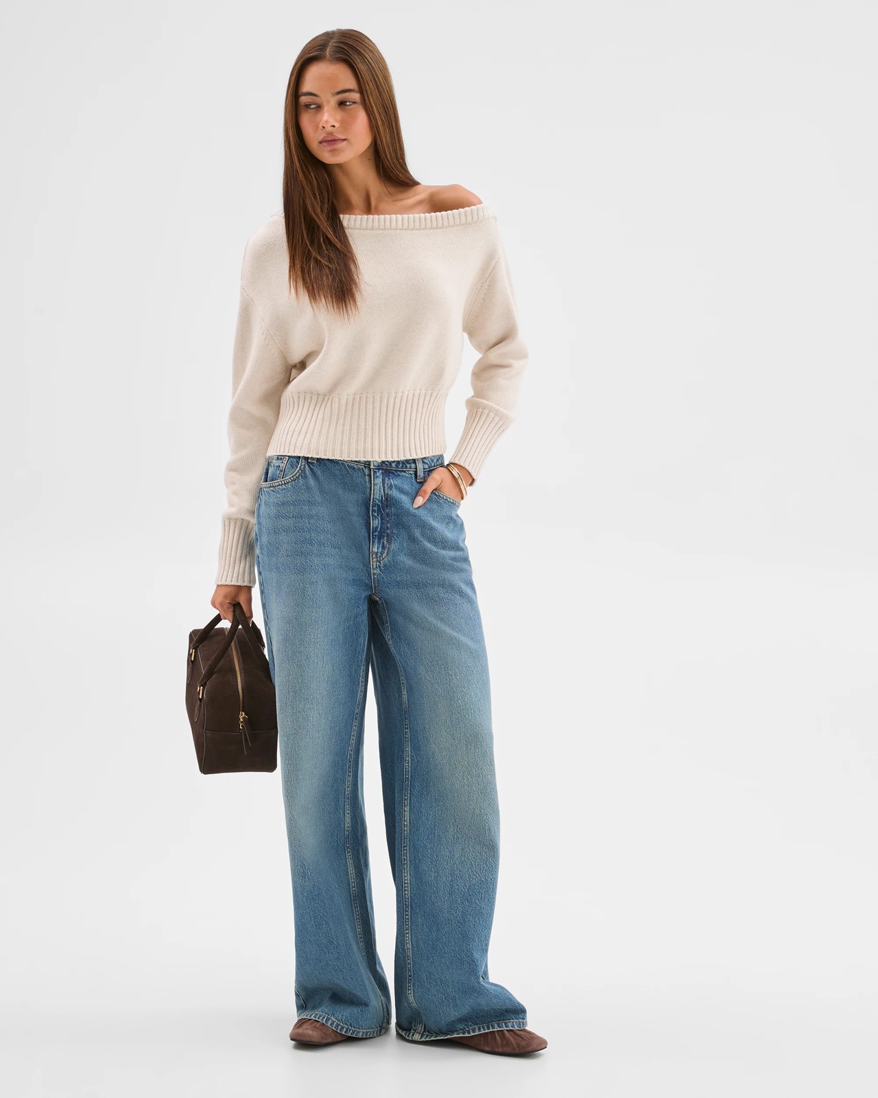 Lily Loves Off Shoulder Jumper - Oat 2 of 5