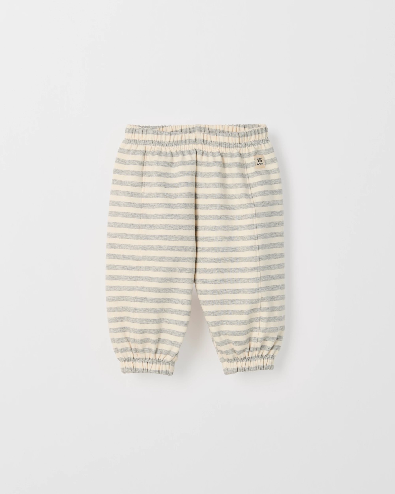 Baby Organic Cotton Seamed Front Trackpants - Grey / Cream 3 of 4