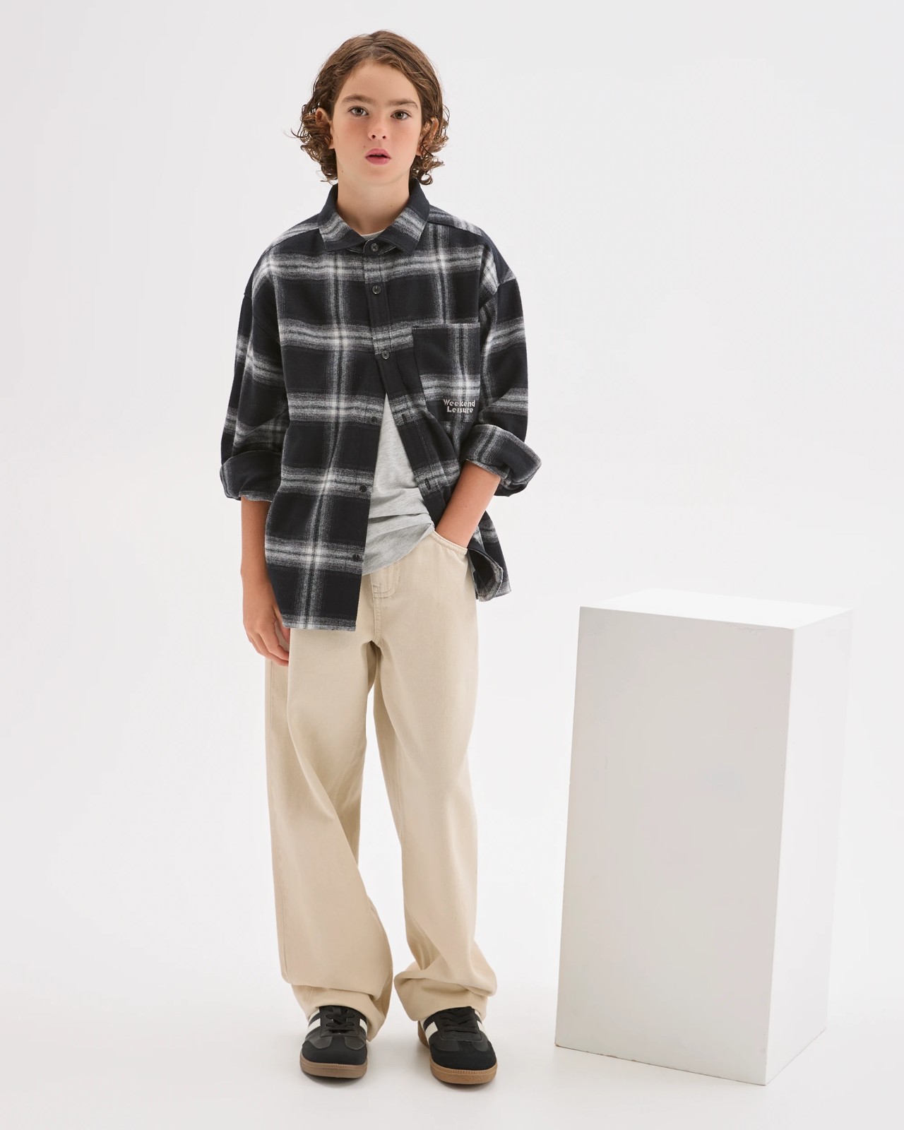 Australian Cotton Long Sleeve Check Shirt - Black 3 of 5