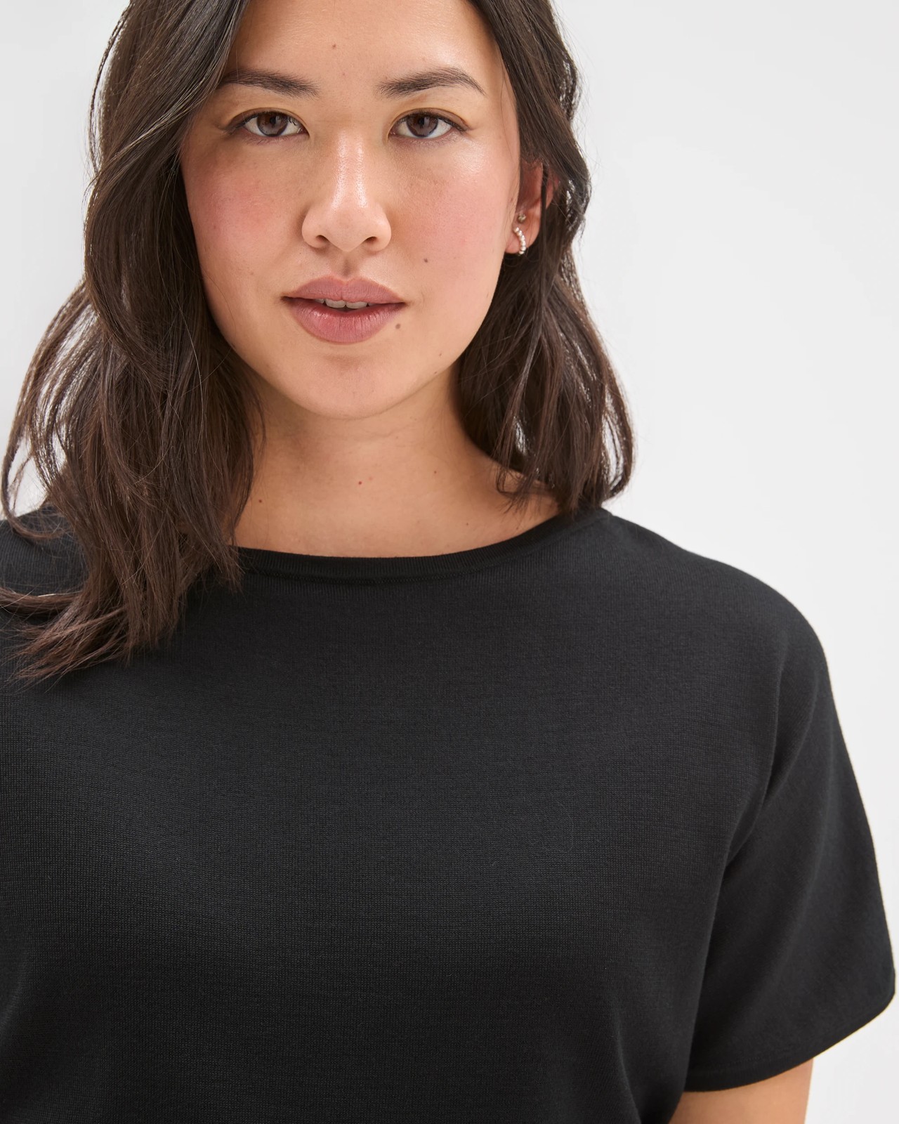 Preview Extended Short Sleeve Knit Jumper - Black 3 of 5