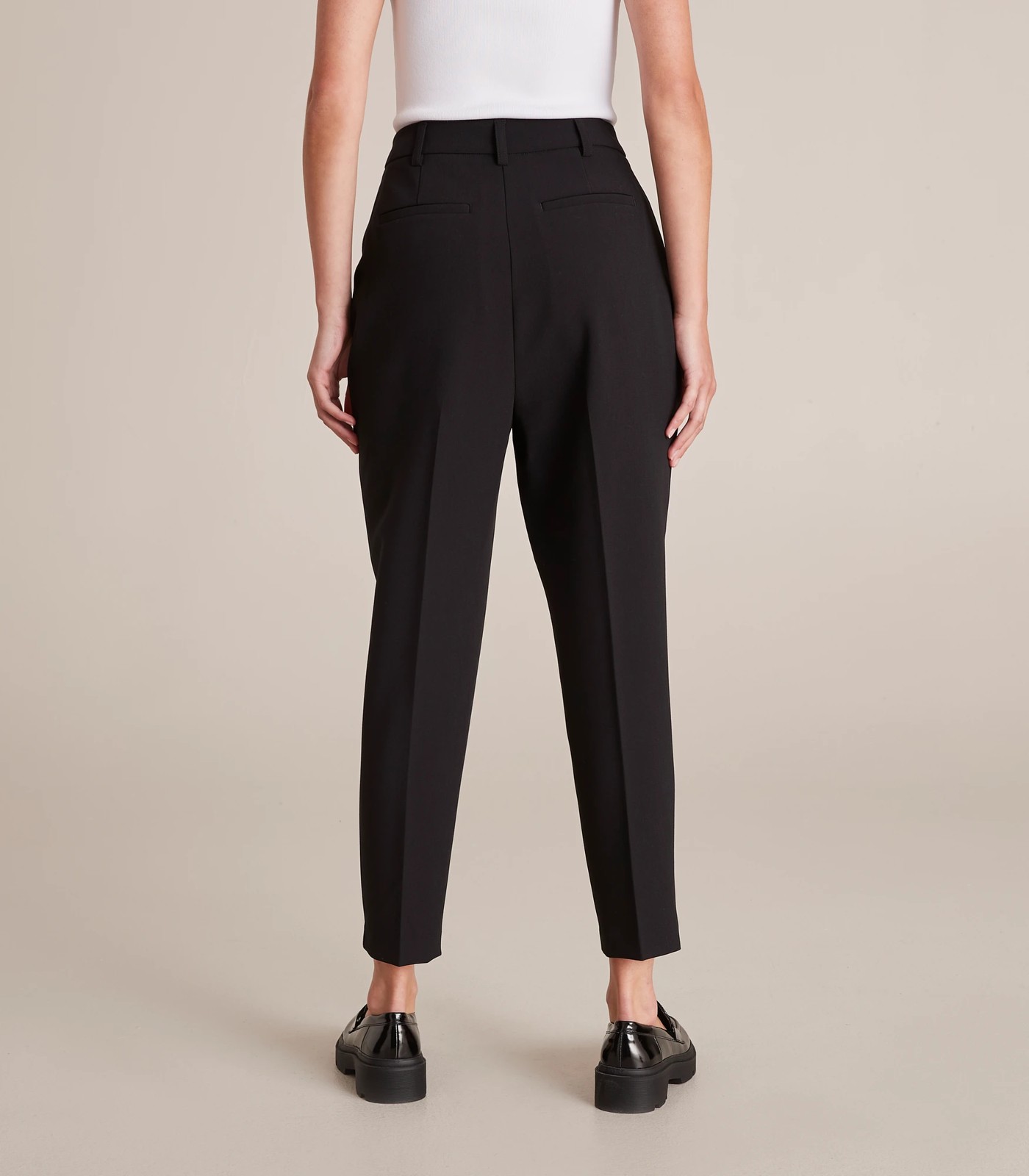 High Waist Slim Tapered Ankle Pants - Preview - Black