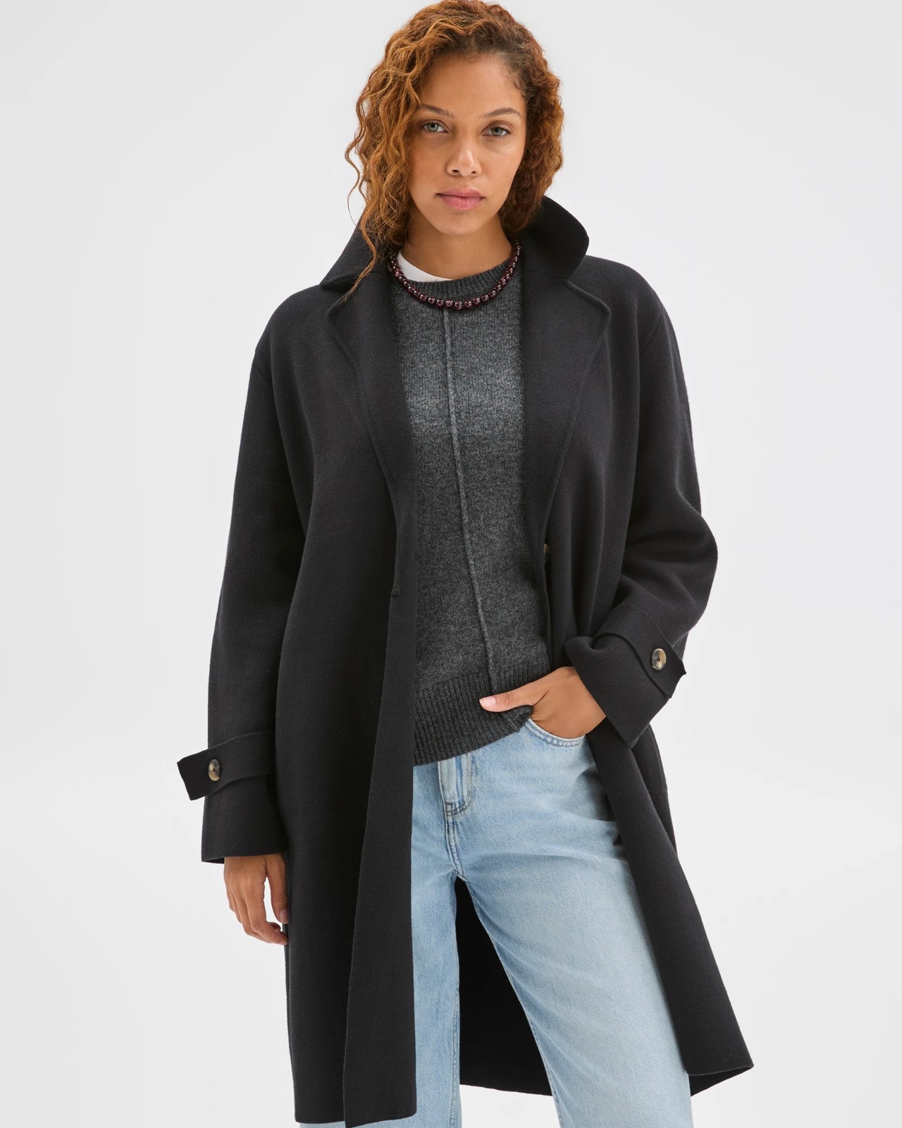 Australian Cotton Blend Knitted Trench Jacket 2 of 5