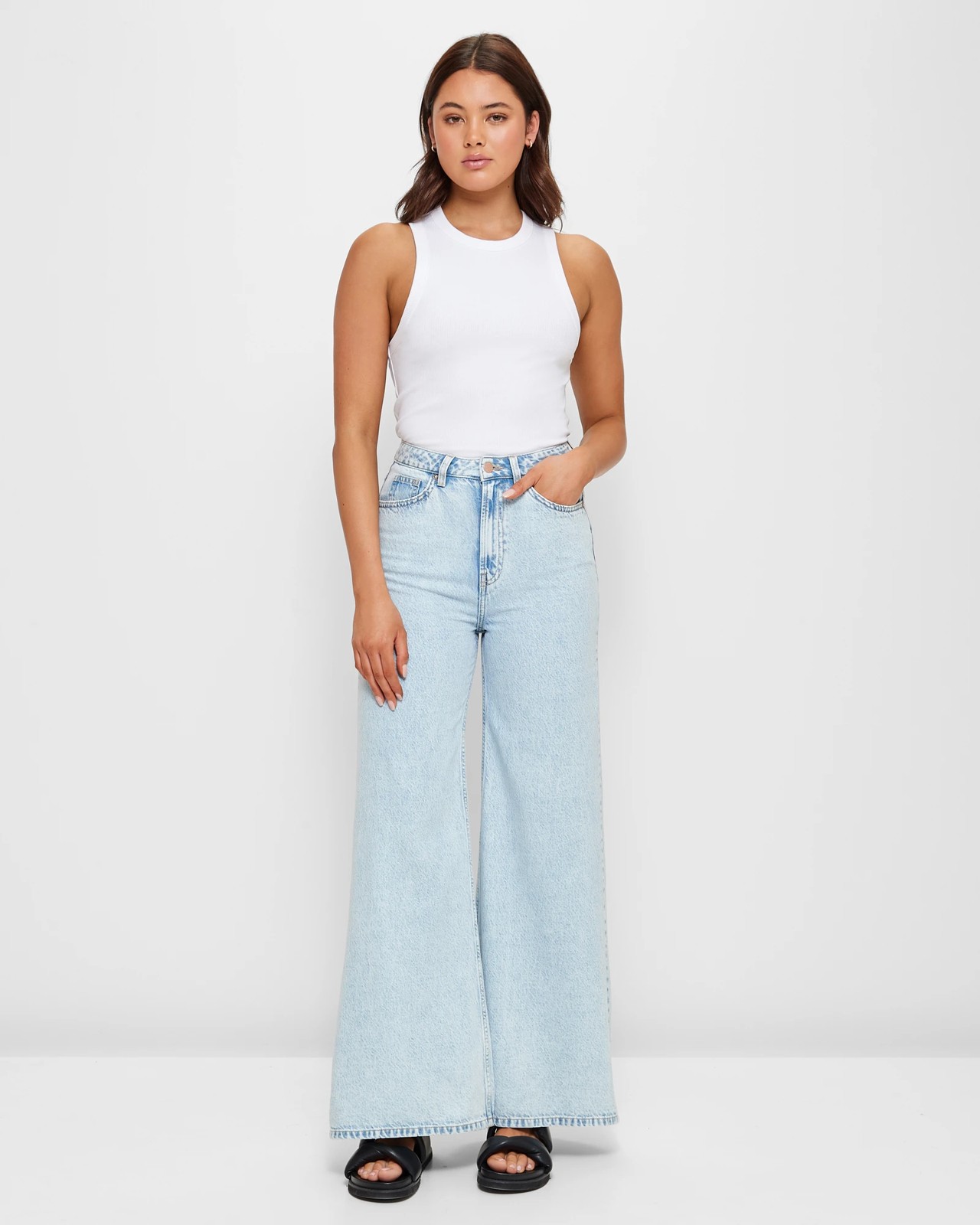 LILY WIDE LEG JEANS / CLEARWATER