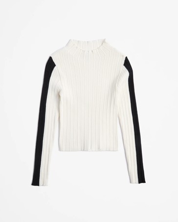 Long Sleeve Rib Mock Neck Knit