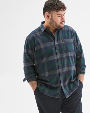 Plus Size Australian Cotton Long Sleeve Flannelette Shirt