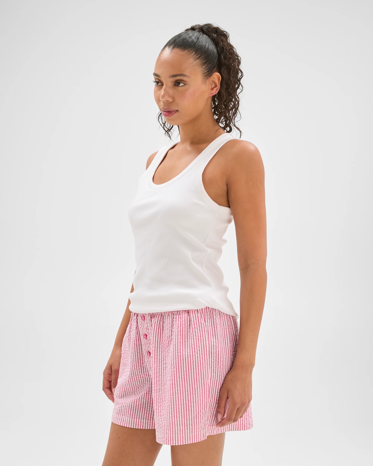 Cotton Seersucker Sleep Boxer Shorts - Pink Stripe 5 of 5