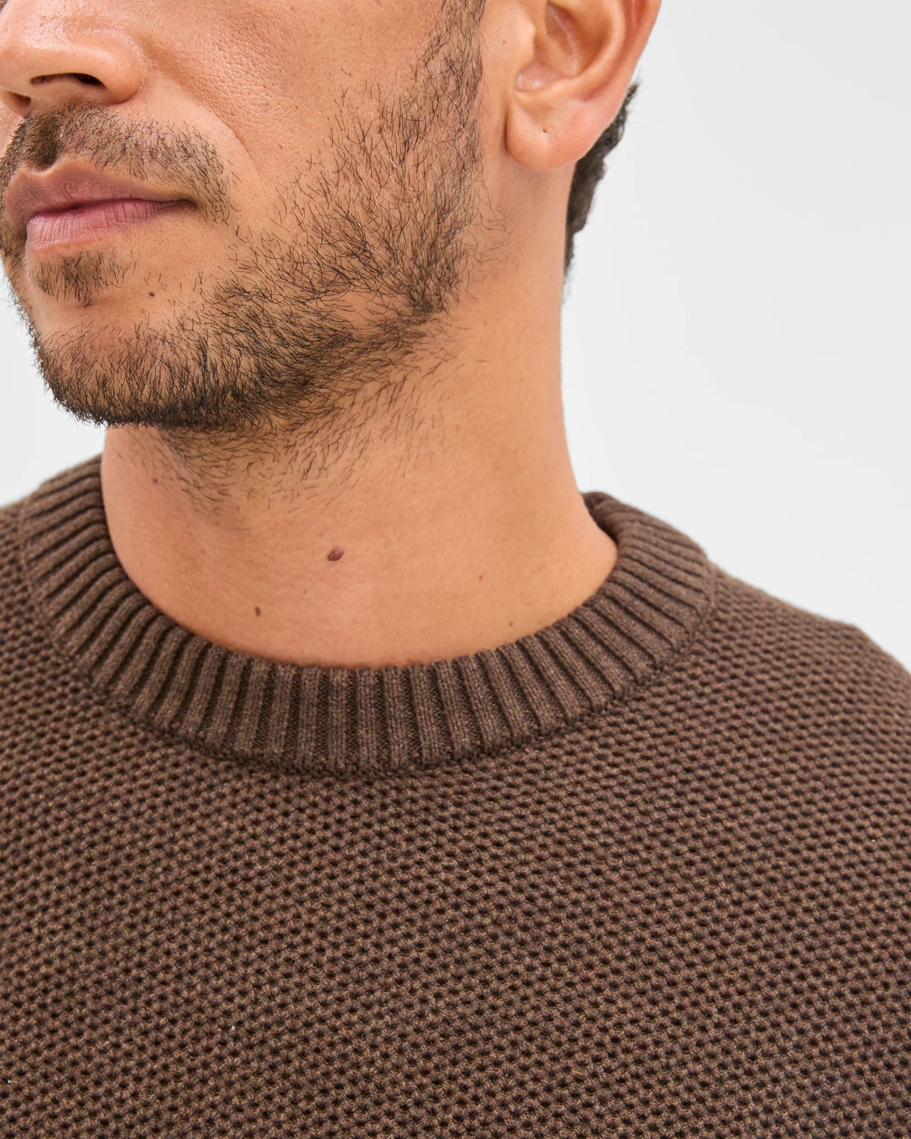 Australian Cotton Midweight Honeycomb Knit Sweater - Chocolate 6 of 6