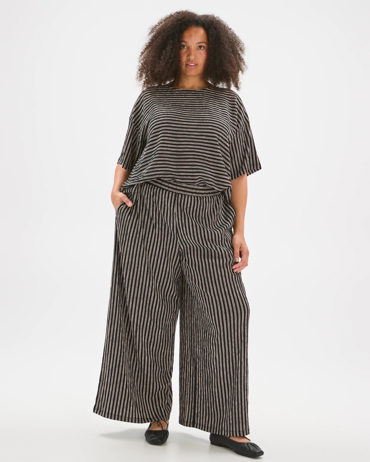 Plus Size Textured Wide Leg Knit Pants 2 of 5
