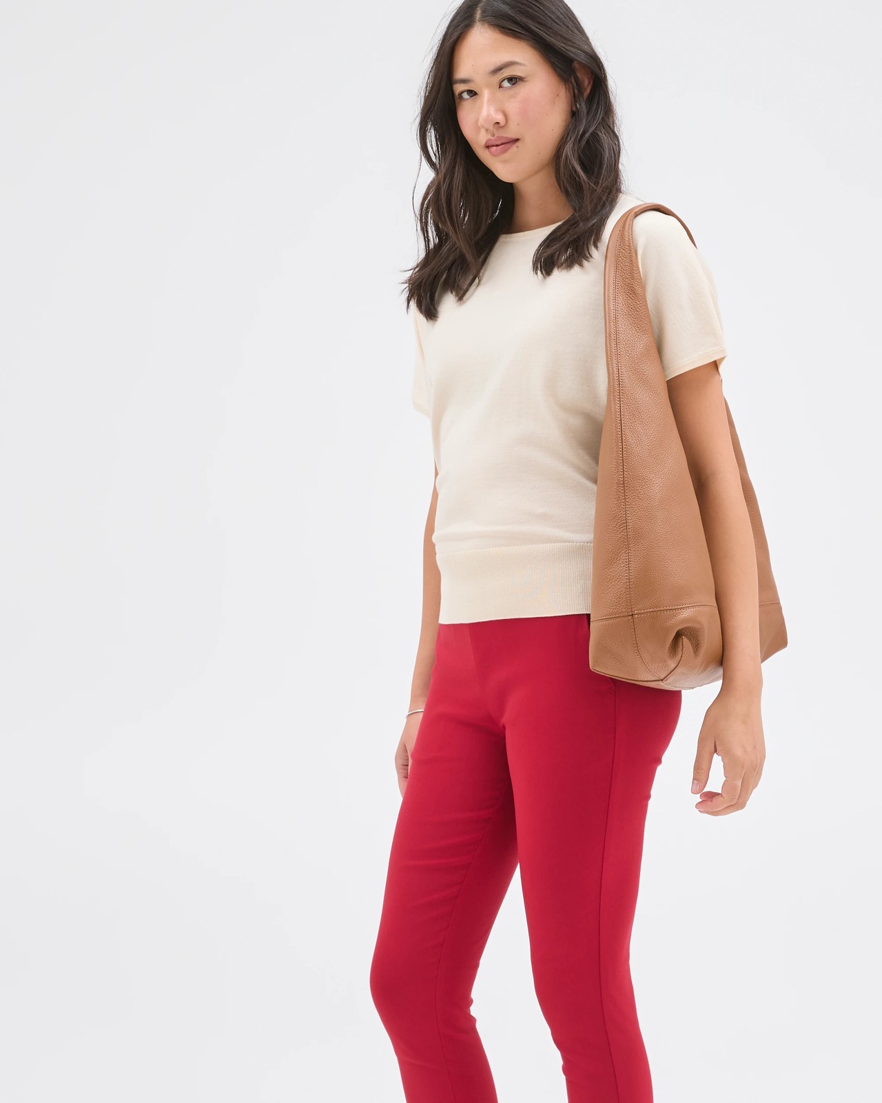 Preview Carrie Bengaline Skinny Ankle Length Pants - Scarlet Red 3 of 5