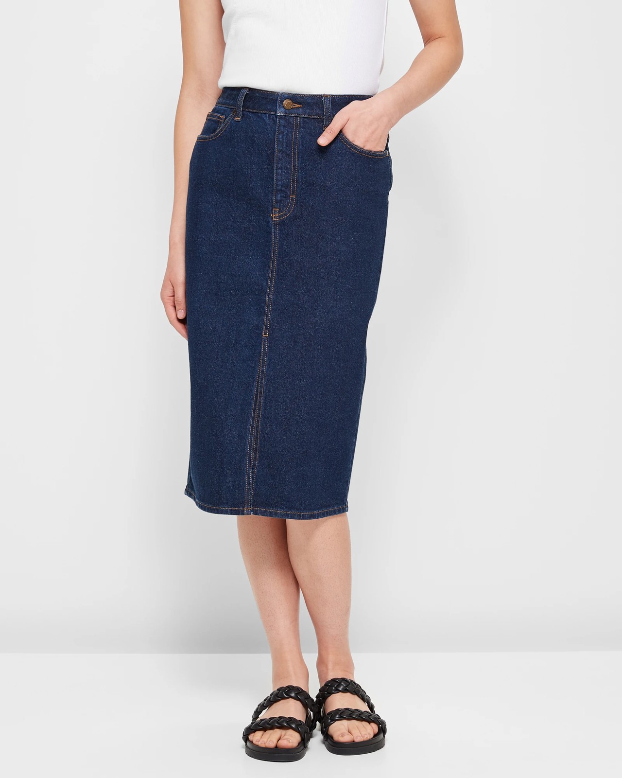 Split Front Midi Denim Skirt Target Australia