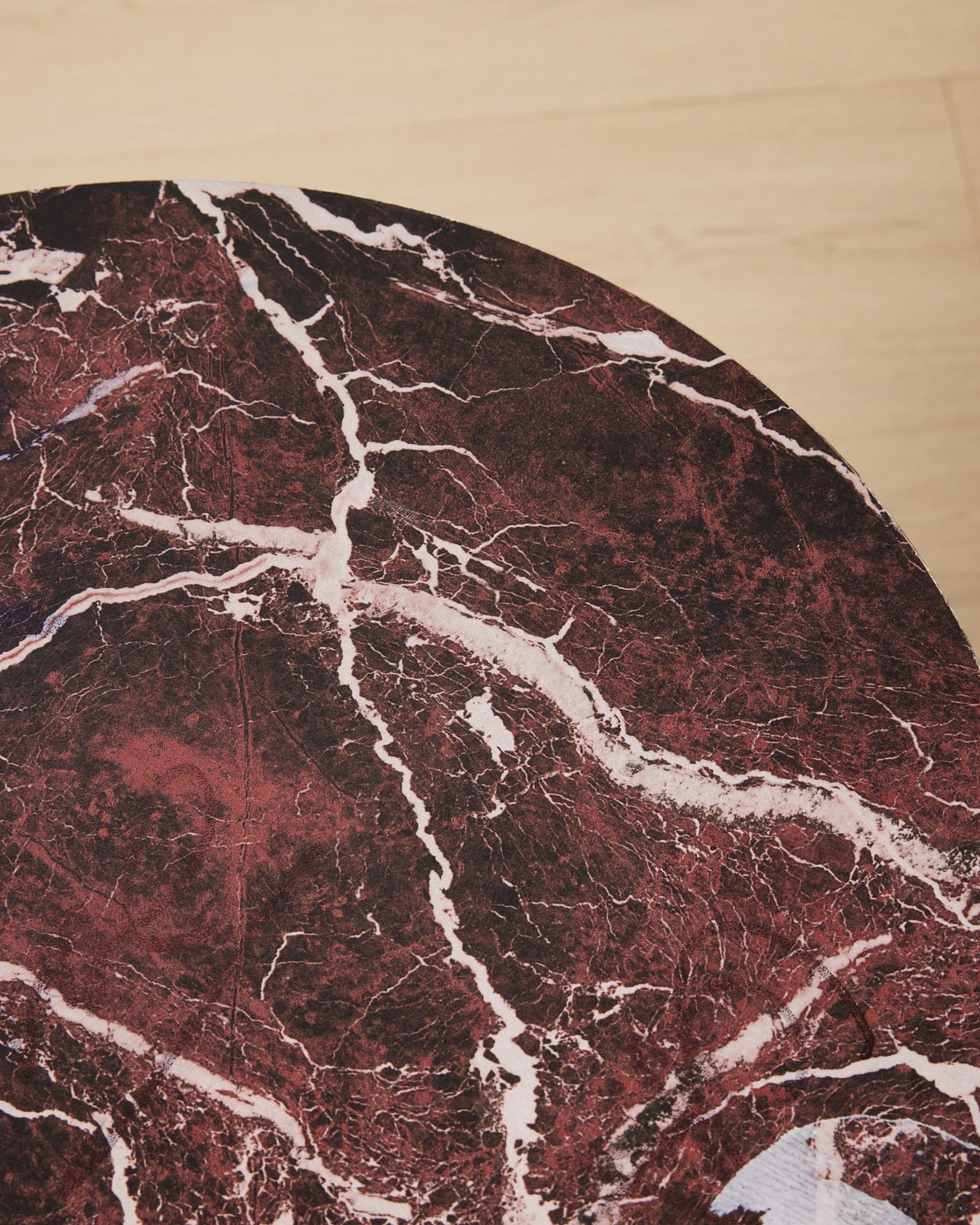 Anko Round Marble Look Side Table - Red 3 of 5