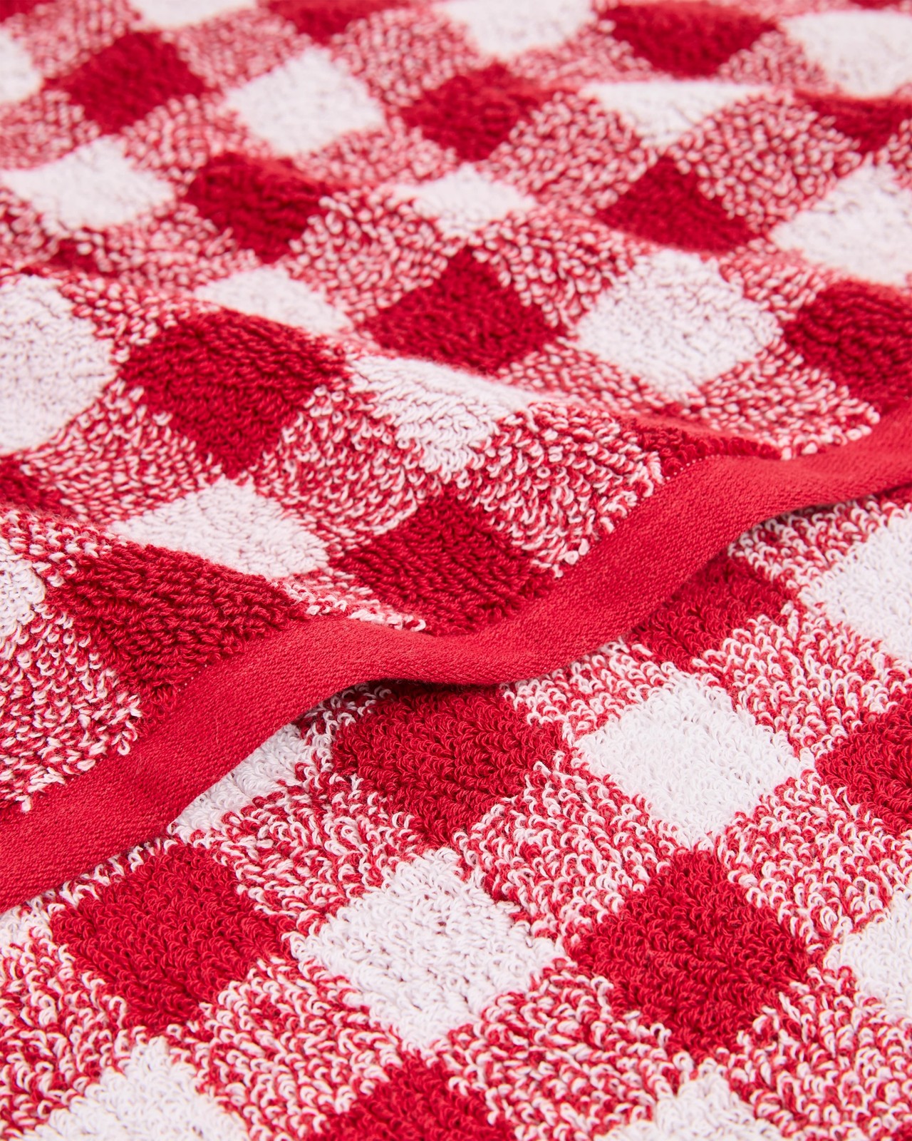 Christmas Georgie Australian Cotton Gingham Bath Towel - Red 2 of 2