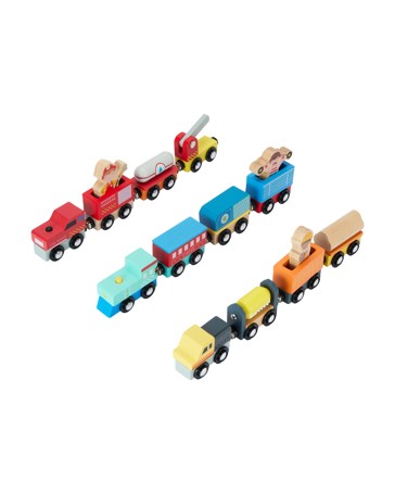 Wooden Train and Carriage Set, Assorted - Anko