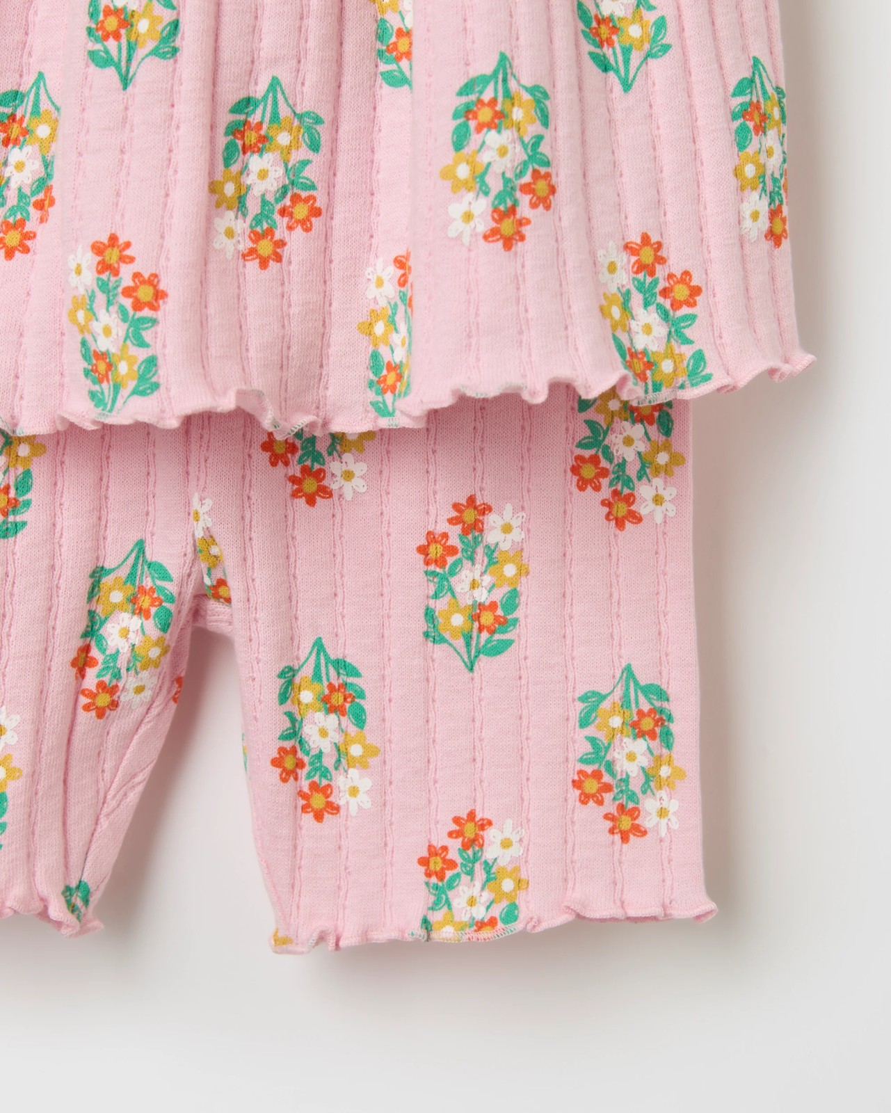 Baby Organic Cotton Rib Jersey Dress & Bike Shorts Set - Pink Floral 3 of 3