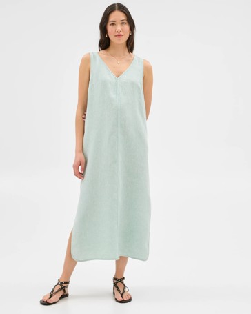 European Linen Binding Cami Dress