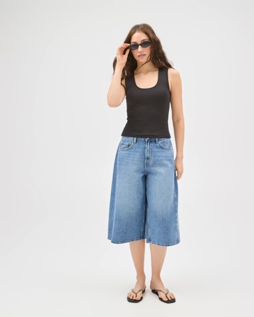 Lily Loves Australian Cotton Blend Scoop Neck Ribbed Tank Top