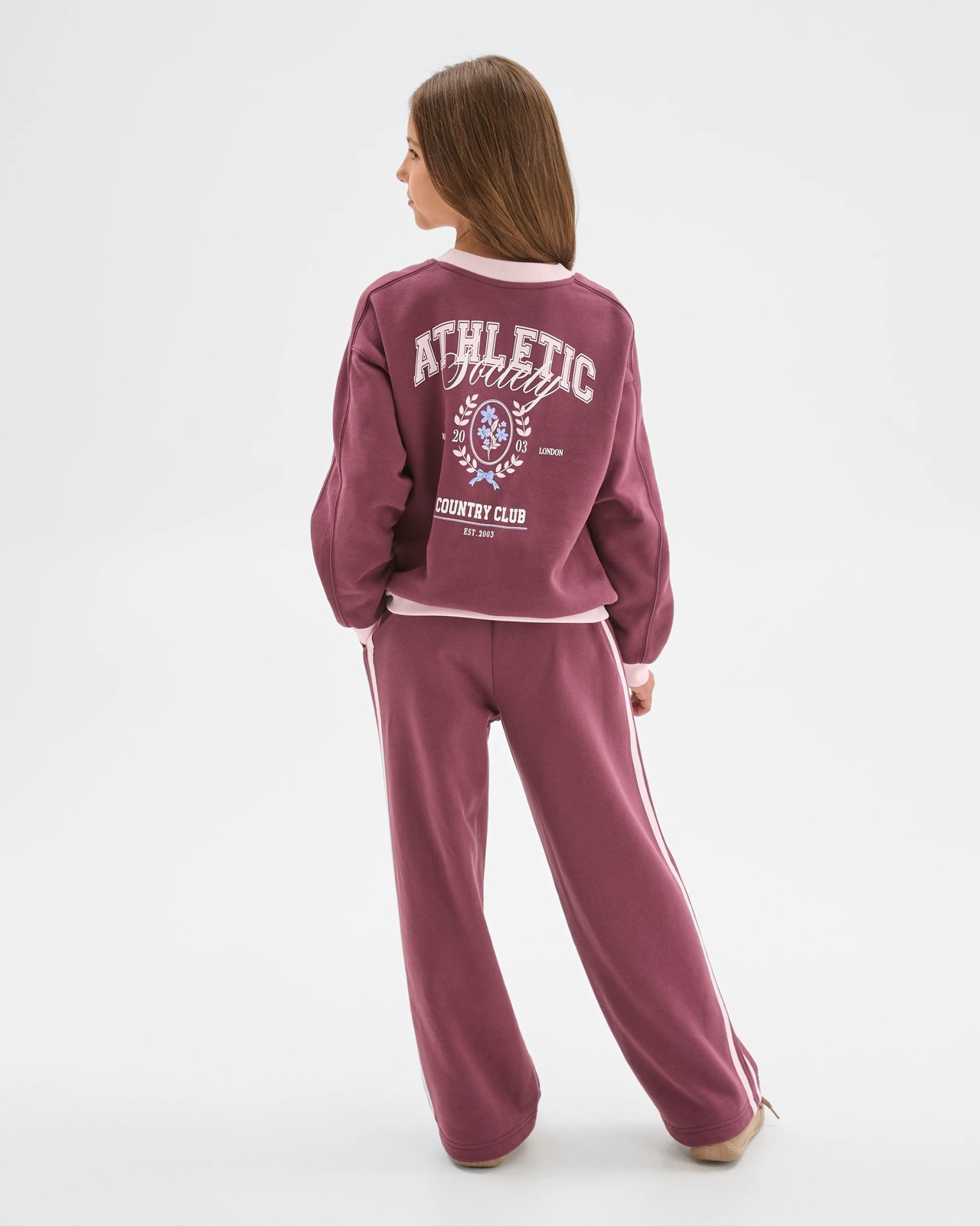 Australian Cotton Blend Long Sleeve Fleece Sweat Top - Eggplant Burgundy 4 of 5