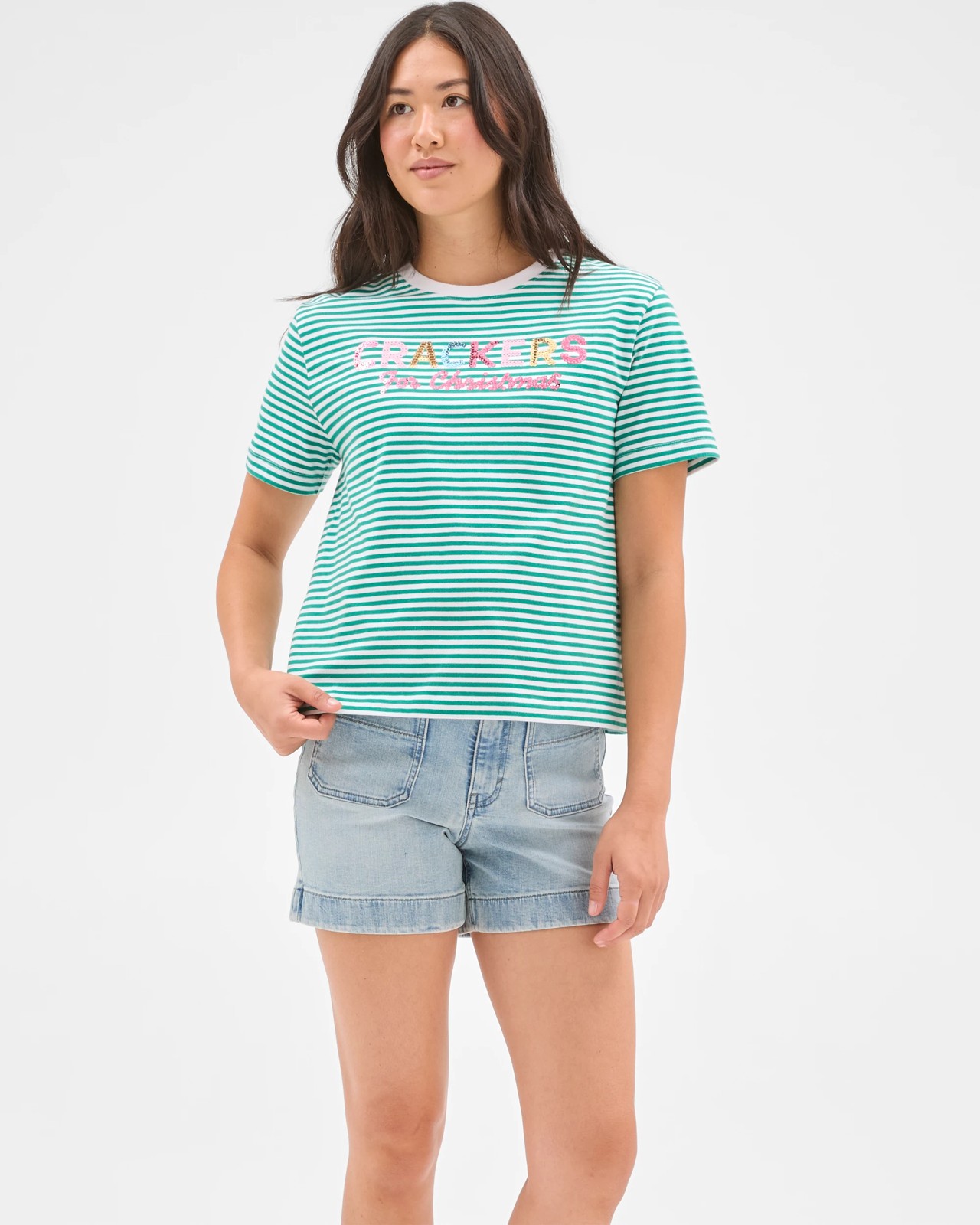 Australian Cotton Embellished Christmas T-Shirt - Crackers 4 of 5