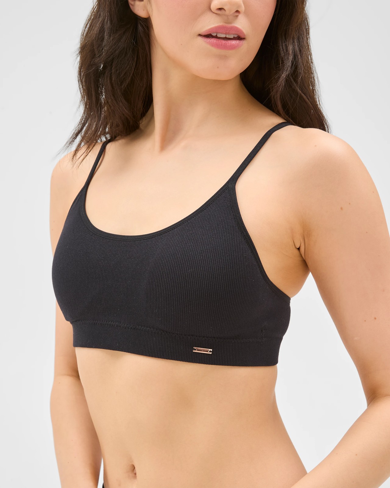 Lily Loves Rib Wirefree Crop Top - Black 4 of 5